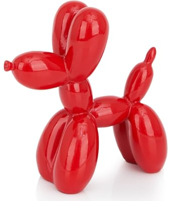 AMOIENSIS - Figura Decorativa de Perro de Globos, Escultura de Animal Rojo Vibrante de 10 cm, pequeño Adorno para estantería o Escritorio