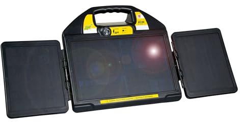 horizont Weidezaungerät Solar 12V - farmer® AS180 inklusive 24 W Solarmodul und 12 V Akku, für Zaunlängen bis zu 14 km, 10.000 V maximale Spannung - mit 3 stufiger LED-Anzeige