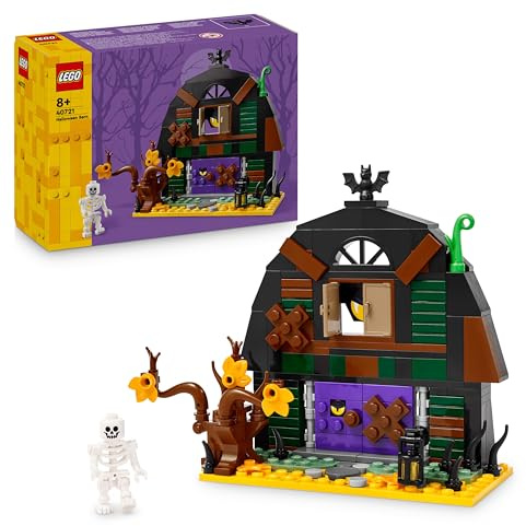 LEGO Halloween Scheune - Kinder Spielzeug mit Skelett Minifigur - Bauset mit Fledermaus, Flasche, Lampe und weiterem Zubehör - Geschenk für Jungen und Mädchen ab 8 Jahren - 40721