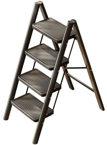 Leiterstuhl Klappbarer Leiterstuhl Für Die Küche, Leiterhocker Mit Doppeltem Verwendungszweck, Leiterstuhl Mit Leichtem, Tragbarem Design, 3/4-lagiges Lagerregal, Geringer Platzbedarf(Schwarz,4 layers