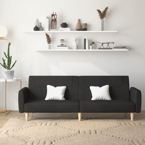 Xichuzi Schlafsofa 2-Sitzer Schwarz Stoff, Loungesofa, Sofas & Couches, Relaxsofa, Couch für Wohnzimmer - 375786