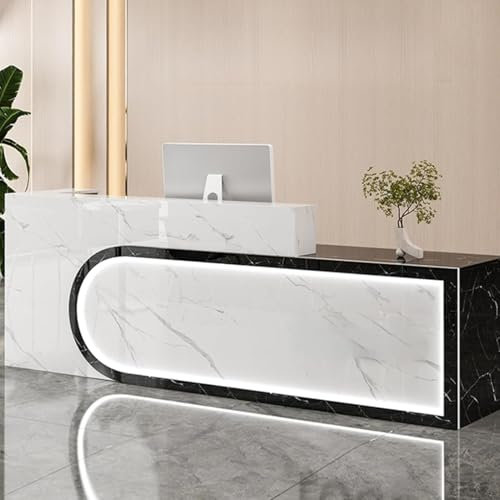 YHWKGZ Empfangstheke, L-förmiger Empfangstresen, Rezeptionstheke, Theke, Rezeptionstresen mit Schubladen, for Büro, Einzelhandel, Lobby, Schönheitssalon(Black 1,140cm/55.1in)