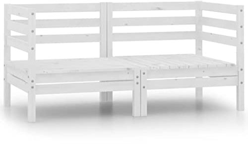 Gartenmöbel-Set für den Außenbereich, Ecksofas, 2 Stück, weiß, massives Kiefernholz