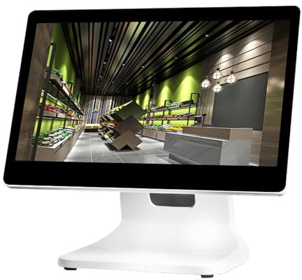 15.6in Écran Tactile POS Caisse Enregistreuse Écran 1366 * 768 LED Écran Caisse Enregistreuse POS 4GB 64GB N2930 CPU, Caisse Enregistreuse Électronique pour Commerce Snack Shop Supermarché