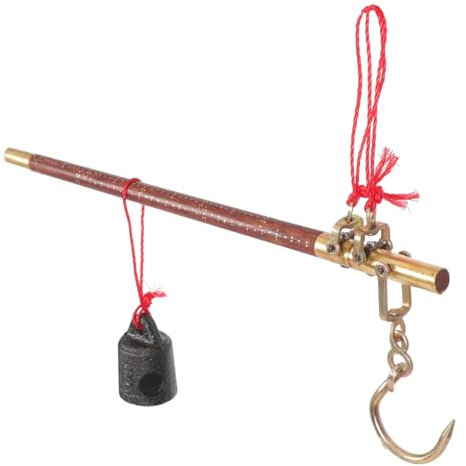 GRIRIW Vintage Wooden Steelyard Manual Hanging Scale Weight 5 Jin Copper Hook Traditional Chinese Medicine Kitchen Scale for Home Use and Tea Leaf Weighing