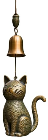 Tiere Windspiel Kinder, Katze Windspiel für Draußen, Kupfer Klangspiel Elegante Tierfiguren mit Glöckchen, Garten Dekoration Hängende Korridor Decor