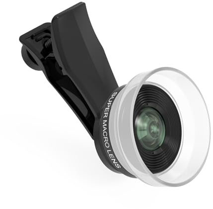 Veedzoens 10X Macro Lens for iPhone Android Smartphone, Compatible with SmallRig NEEWER Phone Cage, with Detachable Diffuser Hood, 17mm Thread Universal Phone Lens Clip and Black Portable Bag