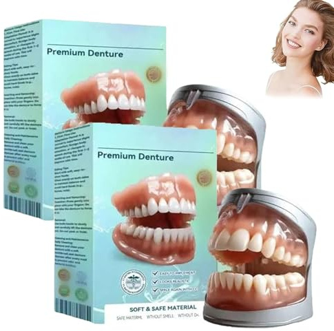 Bikenda Premium Vollprothesen, Lenreey Premium Zahnersatz, Bikenda Prothesen, Bikenda Silikon Zahnprothesen, Hza Premium-Maßprothesen Für Männer Und Frauen (2PCS)