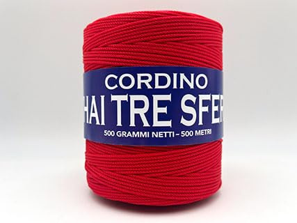 CORDINO THAI TRE SFERE 500GR/500MT PER BORSE E LAVORI ALL'UNCINETTO (ROSSO 100)