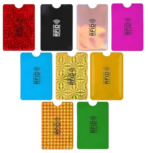 9 Pcs Colorful RFID Card Holder,Credit Card Protector,Credit Card Holder RFID Blocking Card,Bank Card Protector,Card Protector Sleeves, Card Holder Identity Card Protectors Credit