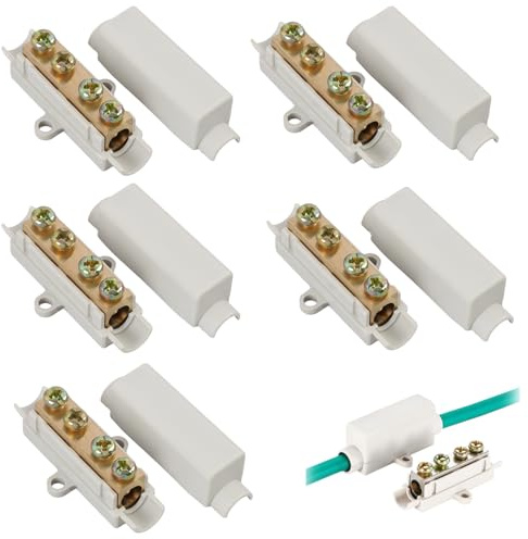 5 Stück Drahtverbinder aus Messing, Hochleistungs Leiterstoßdrahtklemmen 100A 1000V mit Doppelschrauben-Design, Geeignet für 2,5-16mm² Kabel, Elektro-Klemmblöcke für sichere Verbindungen, Typ ZK-1116