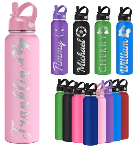 Oscolewis Custom Water Bottle Personalized Stainless Steel Name Water Bottles 12 18 24 32 40oz Customized Engraved Insulated Bottle for Women Men Icon1