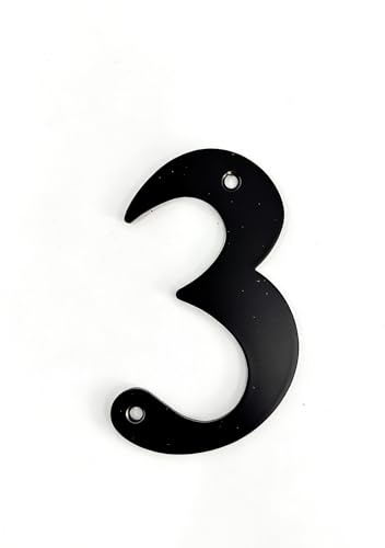 HARDHAWK Contemporary Matte Black House Number 3 - High Visibility Door Number Plaque for Wall Mounting - Weatherproof Outdoor House Numbers for Outside, Gates and Mailboxes (1-Pack)