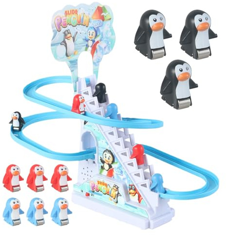 Kid Penguin Coaster - Musical Slide, LED Track | Rennspenguin -Spielzeug, Roller -Spielset für Geburtstagsfeier, ideale Urlaubsaktivität, perfektes festliches Geschenk, geeignete Innenspaß, aufregende