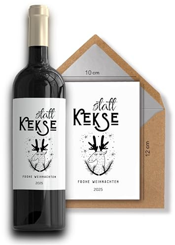 Weinetikett Weihnachten | witziges Weihnachtsgeschenk | Weingeschenk | statt Kekse | Wein Geschenkidee Advent | Mitarbeiter Präsent
