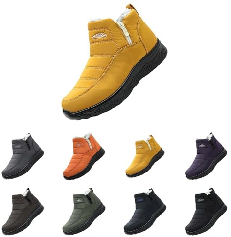 Vinterstövlar dam, fodrade, vinterstövlar herr fodrade och vattentäta snöstövlar, platåstövlar, halkfria vandringsskor, ortopediska snöstövlar, slip-on, snöskor, fritidsskor, GUL, 39 EU