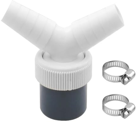 Washing Machine Waste Splitter Y-Shaped Drain Pipe Connector 2-Way Double Waste Pipe Connector with 2pcs Hose Clamps for Dishwasher & Laundry Room, Universal Fit 40mm Pipes