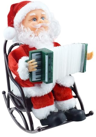 Generisch Tanzender auf Schlitten Rentier Singender Weihnachtsmann Nikolaus mit Musik Bewegung Weihnachtsdeko Weihnachten Santa Claus Desktop Deko (Orgel ziehen)