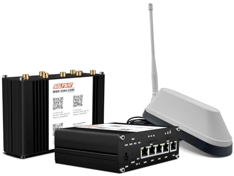 SELFSAT MWR 5560 eSIM 5G Cat 20 Router WLAN fino a 3,4 Gbps con antenna Shark 5G bianca