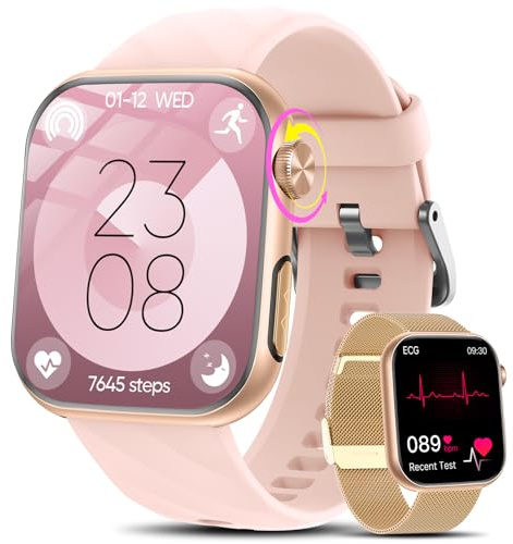 2026 Smartwatch Donna con ECG/𝐆li𝐜𝐞m𝐢a/Acido Urico/HRV/Sonno/Apnea Notturna/BMI/Temperatura Corporea/Cardiofrequenzimetro,1,97AMOLED Pressione Sanguigna Orologio Fitness con Chiamate,Pulsante SOS