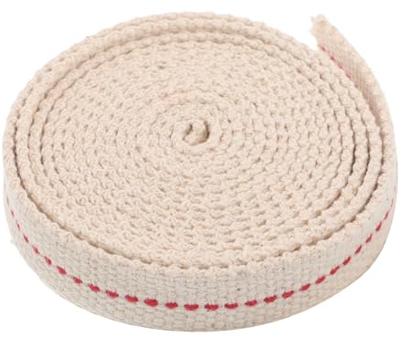 ELEOUTI Mèche Plate en Coton 1,5 Cm de Large, 2 Mètres pour Lampe à Pétrole, Mèche de Rechange pour Lanterne à Huile, pour Camping et Éclairage Extérieur