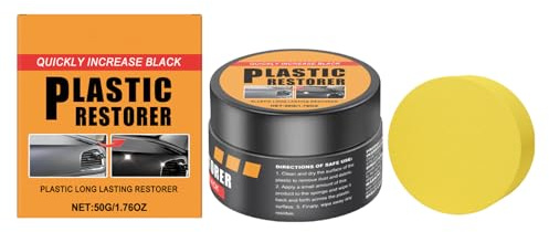 Ripristinatore Nero per Profili Esterni - 50g Riparazione - Pulitore per Cruscotto Auto con Spugna,Per Cruscotto Auto e Restauro Pelle