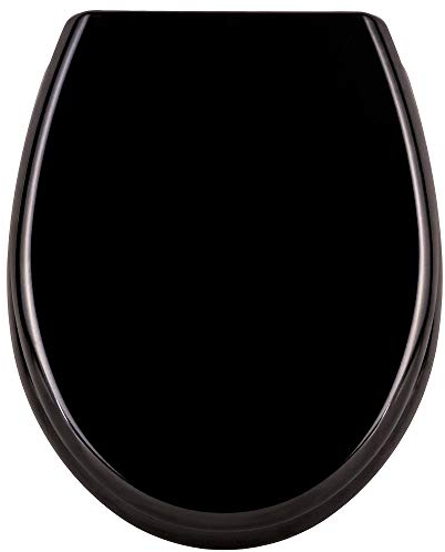 Froadp Oval Toilettendeckel Universal WC-Sitz mit Softclose Abnehmbar Hartplastik Antibakteriell Klobrille Stabile Einfache Montage 25 Muster Optional(Schwarz)