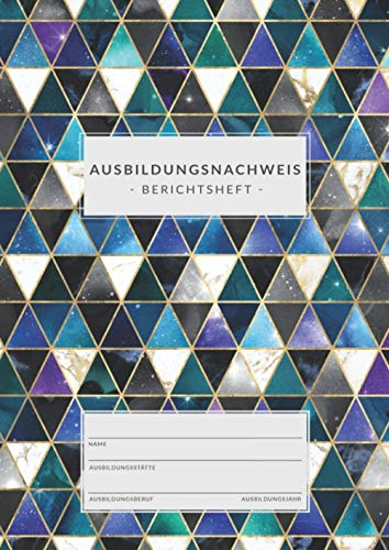 Ausbildungsnachweis • Berichtsheft: DIN A4 • 1 Woche = 1 Seite • 80 Seiten • Ausbildungsnachweisheft zum Eintragen von wöchentlichen Berichten • ... Auszubildende • Geometrisches Galaxie Muster