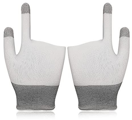 MODJUEGO Hochempfindliche Game-Handschuhe für PUBG Mobile Game Two Fingers Sleeve Press Touch Screen Sensitive Breathable Gaming Zubehör (Weiß)