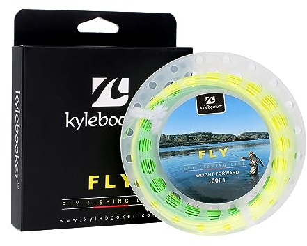 Fly Fishing Line with Welded Loop Floating Weight Forward Fly Lines 100FT (WF5F,Fluo Yellow+Fluo Green)