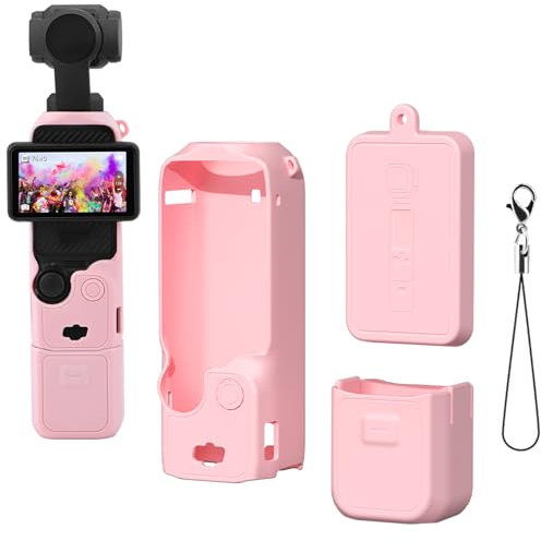 Buziba Silikon-Schutzhülle für DJI Osmo Pocket 3, Silikon-Schutzhülle, Handheld-Gimbal-Action-Kamera-Zubehör (Rosa)