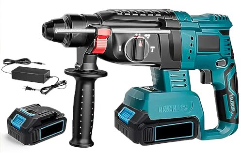 Martillo perforador inalámbrico, 18 V martillo para hormigón, potente 4800 BPM, 1 julio eléctrico, 1 batería, 27 mm martillo de demolición para uso doméstico y profesional