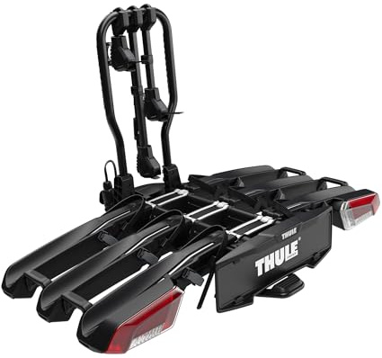 Thule Easyfold 3 portabicicletas con Plataforma para Enganche de Remolque, Color Negro, 3 (4) Bicicletas