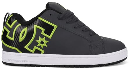 DC Men's 43i Court Graffik Skate Sneaker, Grey/Black/Green, 11 UK