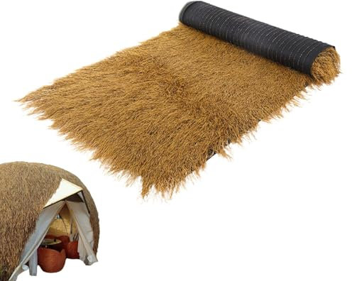 sintetica di paglia, 100 x 100 cm, verde anatra, decorazione per tetto, decorazione in stile country, per esterni, perfetta per tende anatre, patio, eventi in spiaggia, marrone