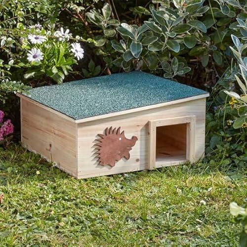 Garden Mile Maison pour hérisson en bois pour jardin, abri d'hibernation, station d'alimentation pour hérisson, habitat extérieur résistant aux prédateurs, abri en bois pour la faune