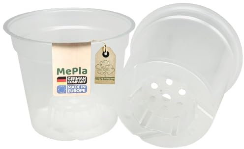 MePla – 15 stycken – blomkruka orkidé ø 12 cm – transparent (ø/h: 11,5/10,7 cm, volym: 0,6 l) – säkerställer luftcirkulation och skyddar tillförlitligt mot vattenloggning