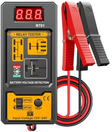 Testeur De Batterie Automobile 12V/24V Professionnel - Diagnostic Relais 4/5 Broches - Voiture, Camion, Moto, Bateau - ABS, Câbles 42cm - Outil Diagnostic Mécanique