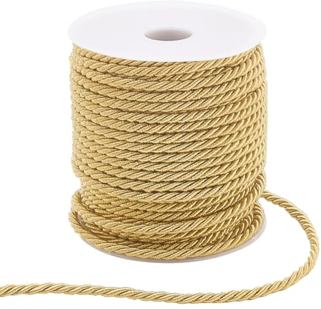 PH PandaHall 30m 3 Geflochtene Schnur 3mm Dekorative Schnur Seidenseil Glänzende Viskosekordel Ehrenkordel Für Handfasting Heimdekoration Verschönerung Kostümen Kordelzüge Abschluss Ehrenkordel Gold