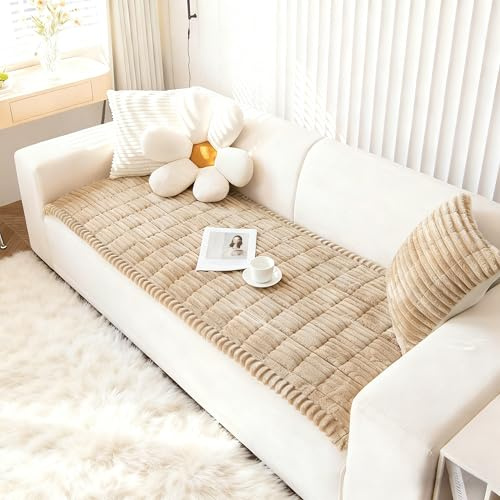 Capslpad Thick Sofa Covers, Non-Slip Universal Sofa Slipcovers 2 3 4 Seater, Soft Corduroy Couch Seat Cover Pet Bed Mat Chair Pads, Washable Cushion Furniture Protector for Living Room(Brown,70x150cm)