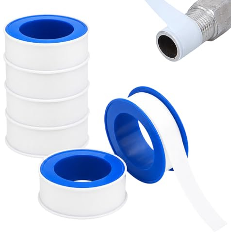 ChainYao PTFE Tape 6 Rolls, 19mm x 12M White Thread Seal Tape - Waterproof Plumbing Repair Tape to Stop Leaks, Pipe Thread Sealant for Kitchen Bathroom Garden Pipe Fittings