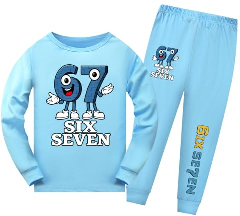 Temolie Ensemble de vêtements 67 Meme Garçons Filles Six Seven Number 6 7 Noël Manches Longues Tops et Pantalon 2 Pièces Survêtements Tenue pour Enfants Streetwear