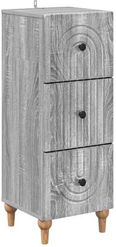 Nusvialune Lådskåp grå Sonoma av trämaterial 33 x 34,5 x 90 cm med 3 lådor och förvaringsutrymme, kompakt byrå för vardagsrum, kontor och hall, mångsidigt användbar med robust design