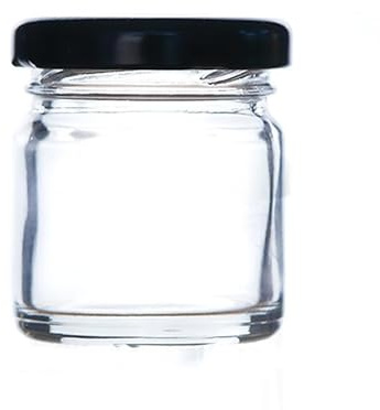Pack of 100 41ml Mini Glass Jam Jars (1.5oz) including Twist Off lids - Perfect for Jam, Marmalade, Preserves, Sample Pots and more. (Black Lid, Pack of 100)