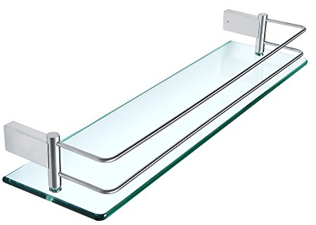 SAYAYO Duschablage Glasregal Edelstahl Duschregal Gebürstet Badezimmer Regal Duschkorb Shampoo Halterung für dusche Badezimmerregal für Bad und Küche 500mm x 130mm x 66mm, EGC1000