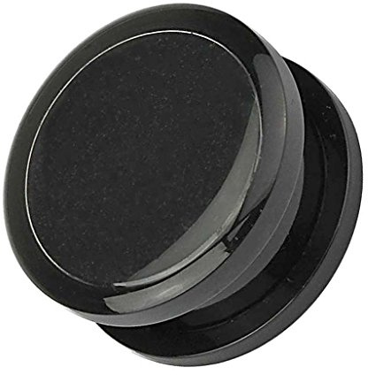 Piersando Ohr Plug Piercing eigenes Foto Box Motiv Kunststoff Acryl Flesh Tunnel Ohrplug Comic Picture Transparent Schwarz 19mm