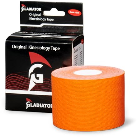 Gladiator Sports Kinesiotape (5m x 5cm) Wasserfest & elastisch - Extra starkes Kinesiologie Sport Tape (Orange)
