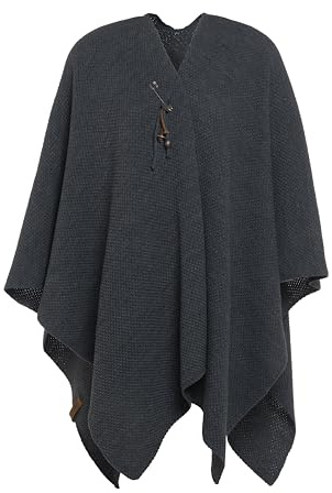 Knit Factory - Jazz Poncho réversible - Anthracite - One Size