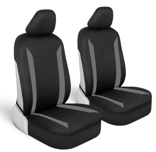 Motor Trend SpillGuard Coprisedili per auto, camion, SUV, grigi, con fodera in neoprene impermeabile, coprisedili per auto solo per sedili anteriori, Forros Para Asientos de Carro