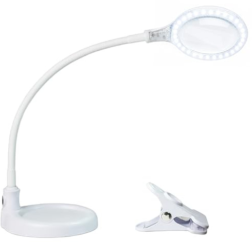 Brightech LightView Pro Flex 2 in 1 Magnifying Desk Lamp, 2.25x Light Magnifier, Adjustable Magnifying Glass with Light for Crafts, Reading, Close Work